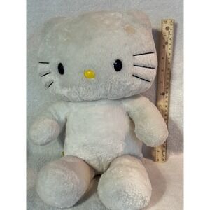 2010 Hello Kitty Build A Bear White Fluffy Plush Sanrio Pink Heart OG No Bow 18"